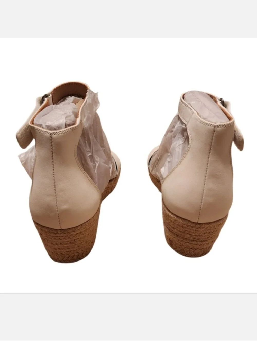 Women’s Size 9.5 ABEO Riviera White/Tan Wedge Heel Ankle Sandals